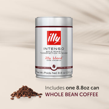 illy Whole Bean Coffee - Perfectly Roasted Whole Coffee Beans - Intenso Dark Roast - Warm Notes of Cocoa & Dried Fruit - Full-Bo