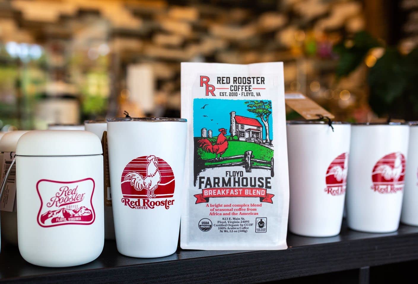 Red Rooster Coffee Roaster, Organic Floyd Farmhouse Breakfast Blend, 12Oz / Whole Bean