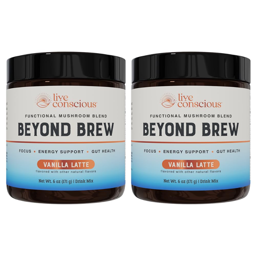 Beyond Brew Vanilla Latte Coffee Alternative - Mushroom Complex W/Lions Mane Reishi Cordyceps & Chaga For Sustained Focus Energy & Immunity Support. Prebiotics & Probiotics Support Gut Health (Pa