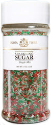 India Tree, Jingle Mix Sparkling Sugar, Large Jar | Shimmery Sugar Sprinkles for Baking & Decorating | 7.5 Oz Jar (Pack of 1)
