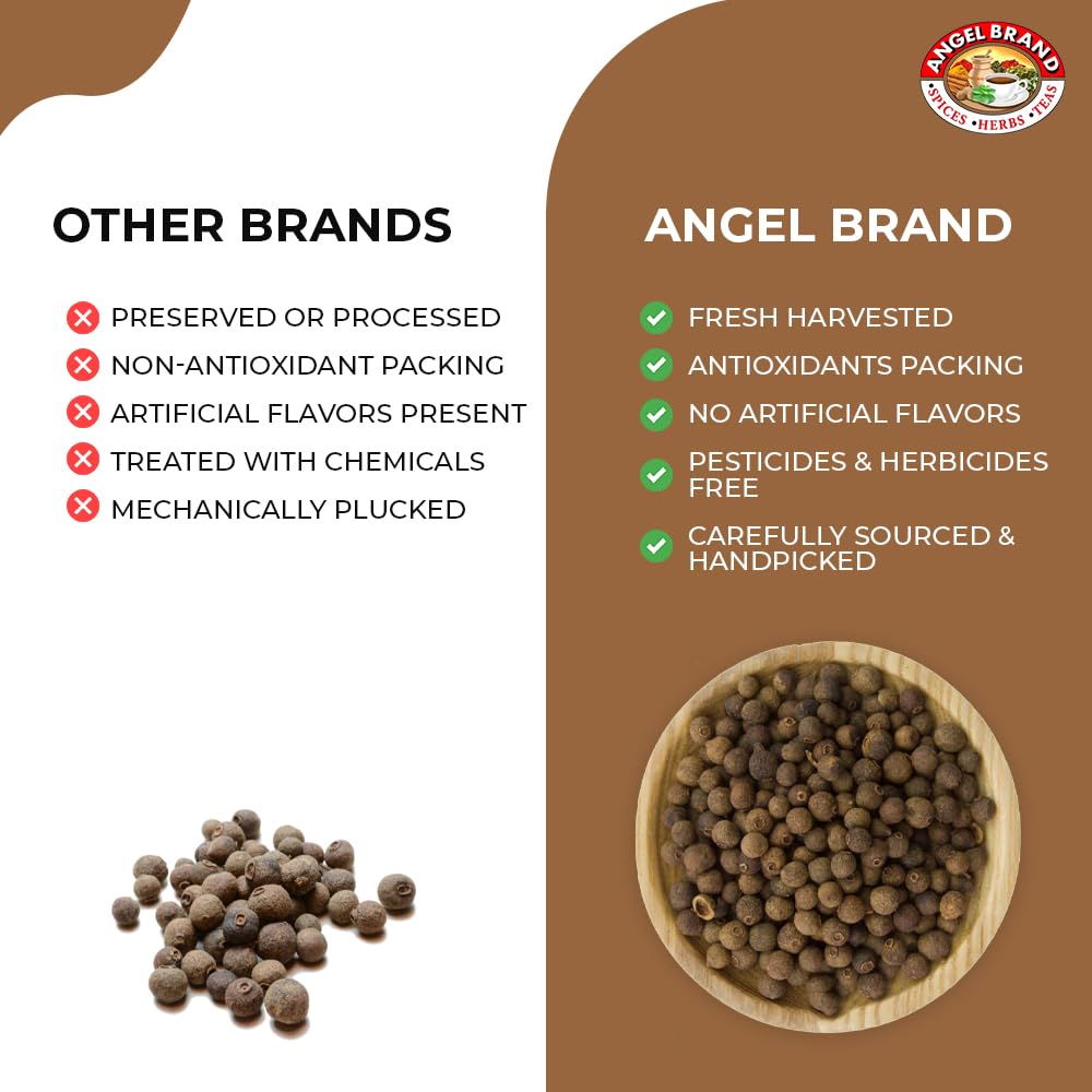 Angel Brand Allspice Pimento Seed Whole, 1.5 oz Bottle - Aromatic Flavor for Sweet & Savory Dishes, Sourced from Pimenta Dioica Tree