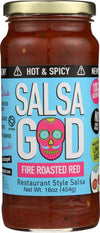 Salsa God Hot Fire Roasted Red Salsa, 16 Oz