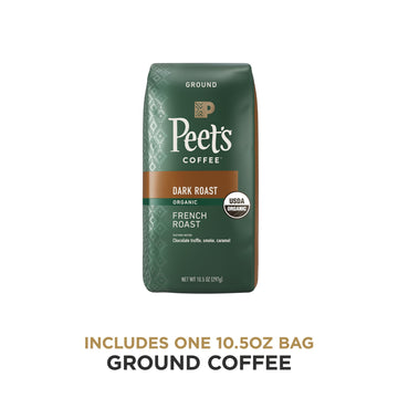 Peets Coffee, USDA Organic Dark Roast Ground Coffee - French Roast 10.5 Ounce Bag