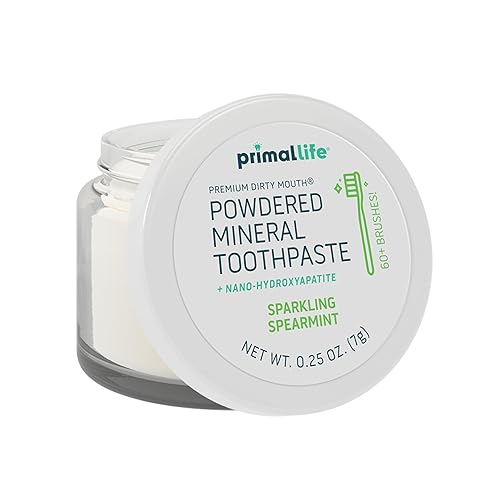 Primal Life Organics Dirty Mouth Toothpowder, 0.25oz, Vegan Spearmint, Natural Ingredients, Paleo Friendly, 60+ Brushings