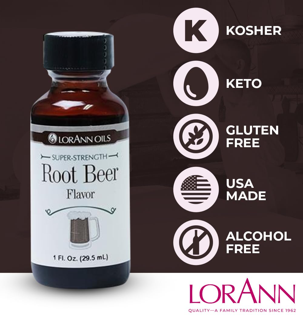 LorAnn Oils Super Strength Flavoring - Root malt-inspired - 1 fl oz - Brown - Model 0340 - Bold, Natural Flavors for Baking and Candy Making