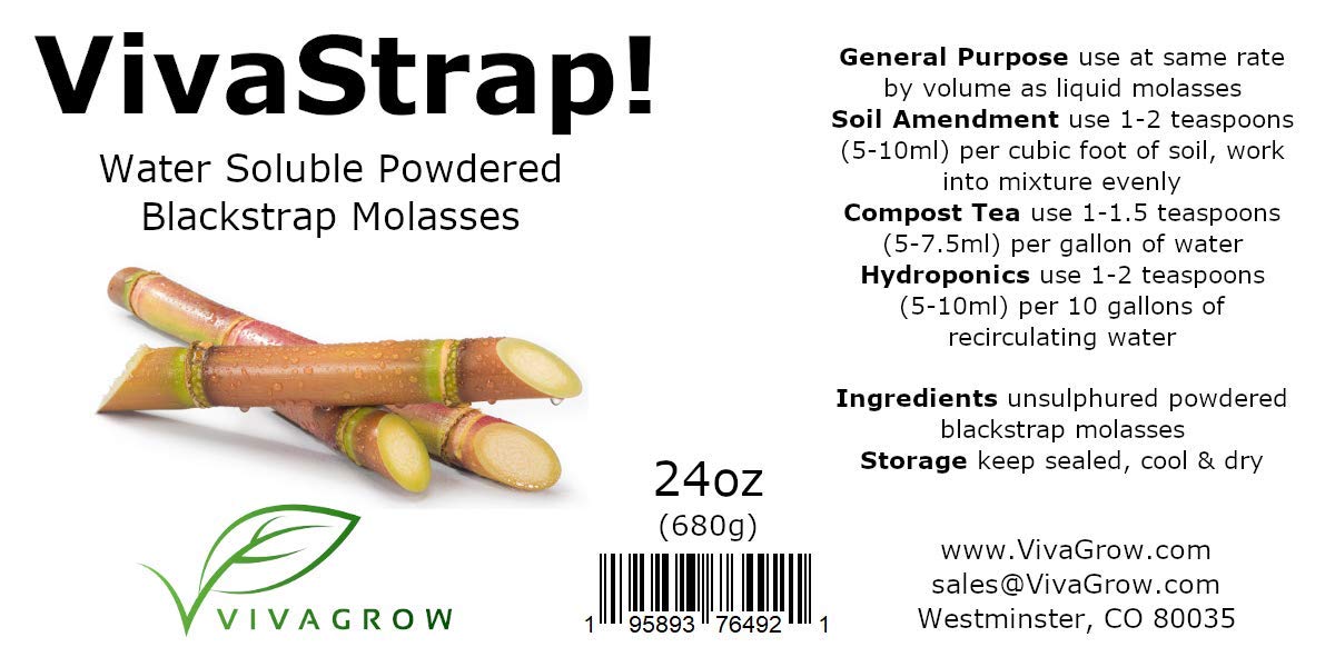 VivaStrap! Dry Powdered Blackstrap Molasses Unsulphured Water Soluble Biostimulant 24oz (1.5lb)