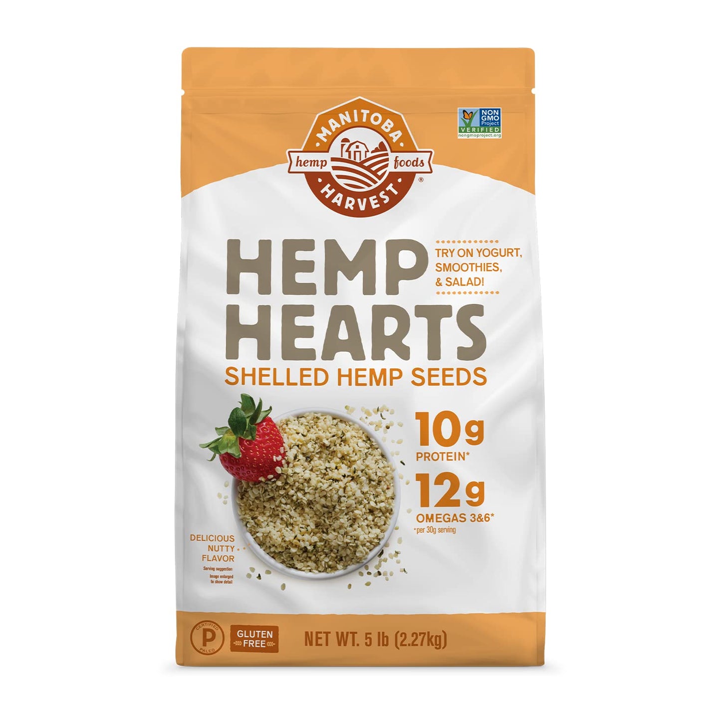 Hemp Seeds, 5 lb; 10g Plant Based Protein and 12g Omega 3 & 6 per Serving | Perfect for smoothies, yogurt & salad | Non-GMO, Veg