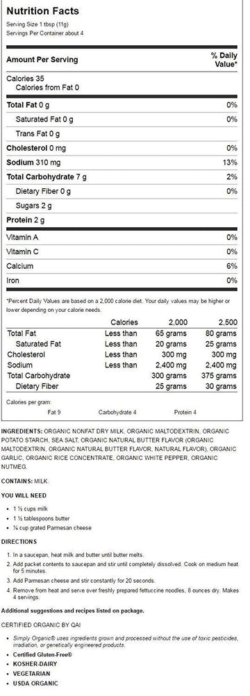 Alfredo Sauce Mix 1.48 Ounce (42 g) Pkg