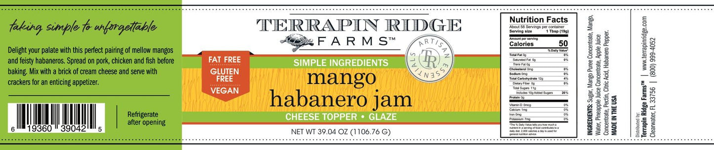 Terrapin Ridge Farms Mango Habanero Jam - Sweet & Spicy Blend - 1 Quart (39.04 oz)