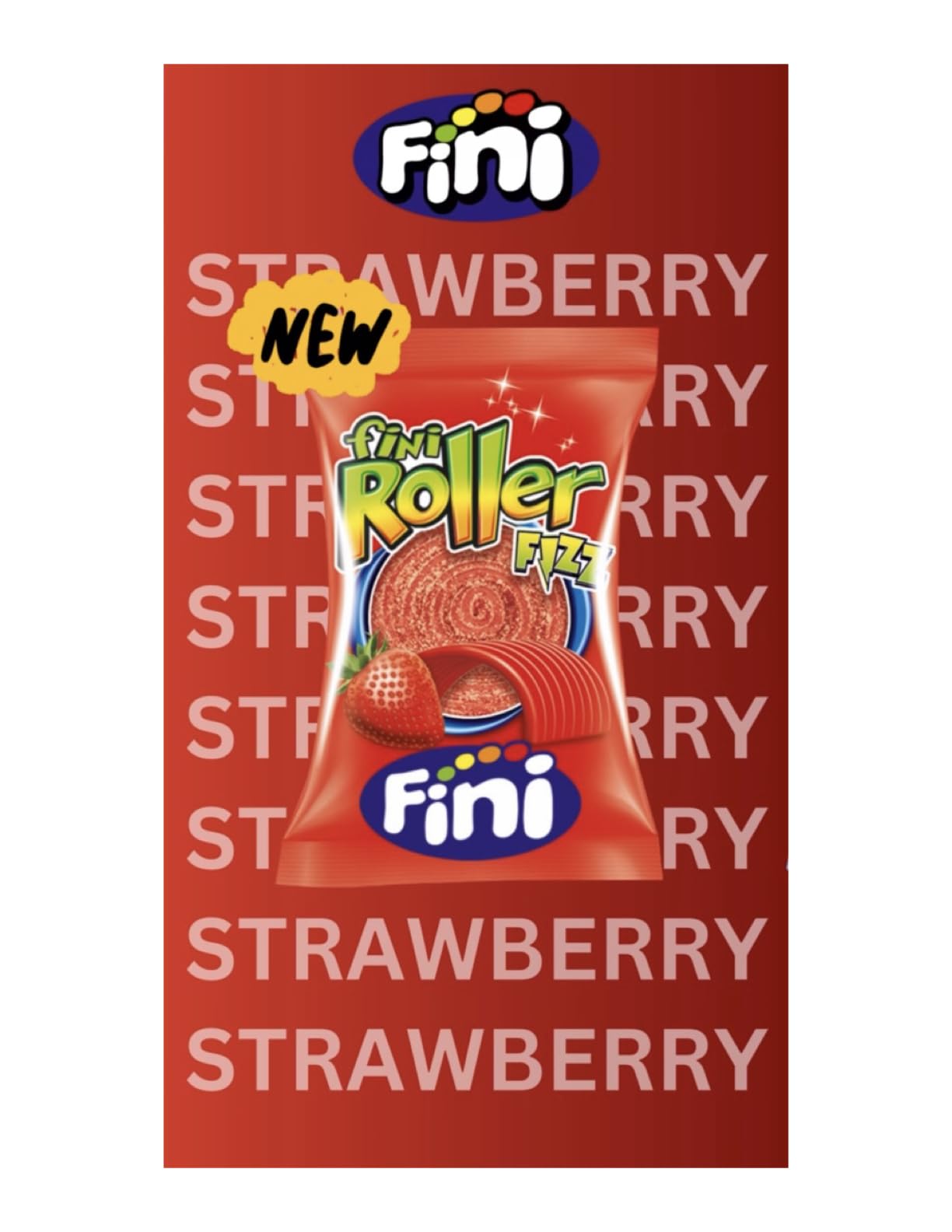 Fini Strawberry Rollers Extra Sour Candy - 40 Count Pack, Chewy & Tangy Treats