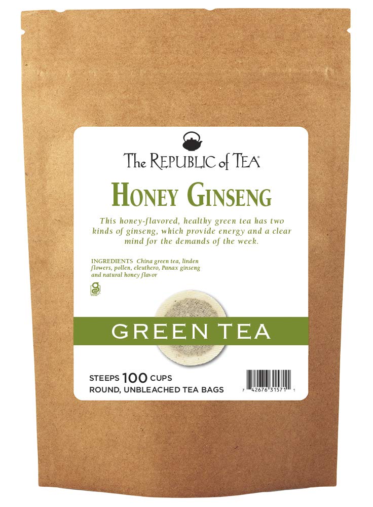 The Republic Of Tea Honey Ginseng Green Super Refill, 100 Tea Bags