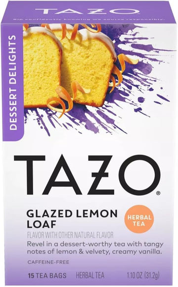 Tazo Dessert Inspired Flavored Tea 2 Flavor Variety Bundle, (1) Each: Glazed Lemon Loaf And Vanilla Bean Macaron (15 Count)