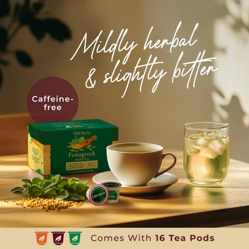 Gya Tea Co Fenugreek Herbal Tea Pod (16 Ct) - Decaf Lactation Wellness Gifts For Moms For Hair Care & Breastfeeding