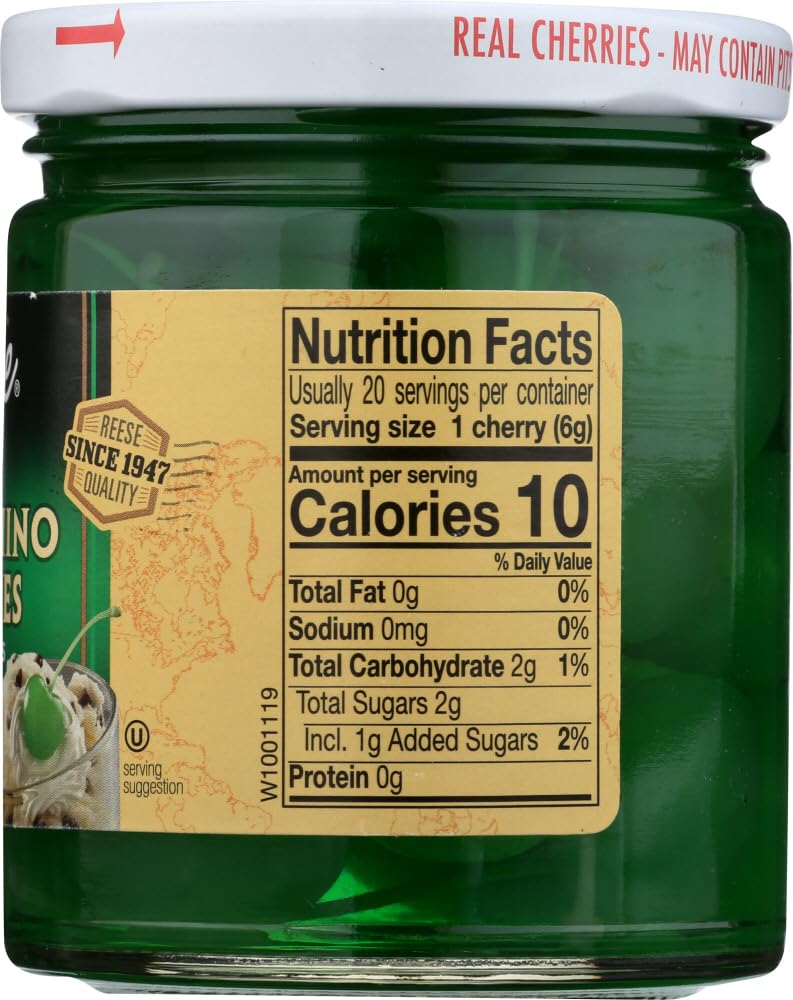 Reese Green Maraschino With Stem, 10-Ounce Jars (Pack Of 12)