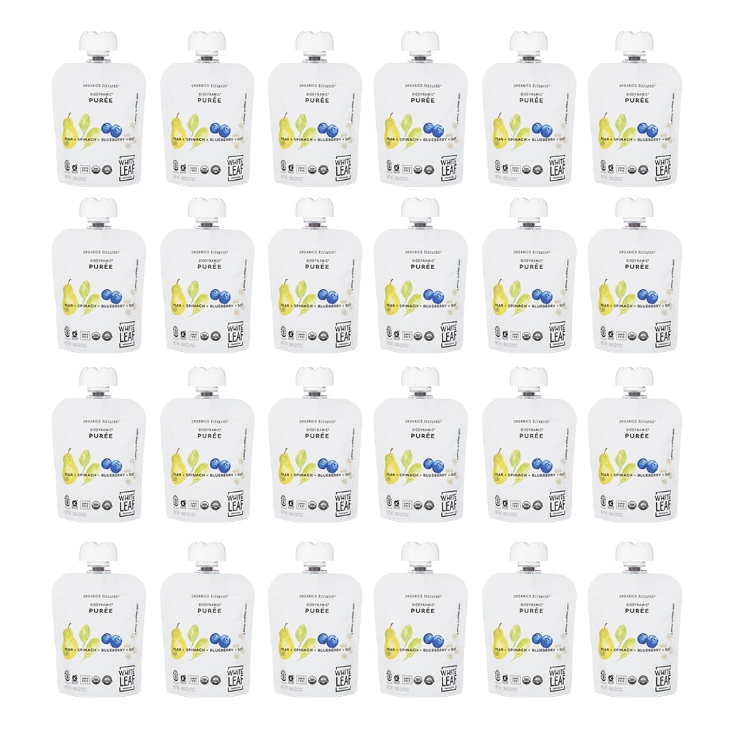 White Leaf Provisions Biodynamic & Organic Baby Food Pouches - USDA, GMO & BPA Free Squeezable Toddler Snacks - 24 x 90 grams (2