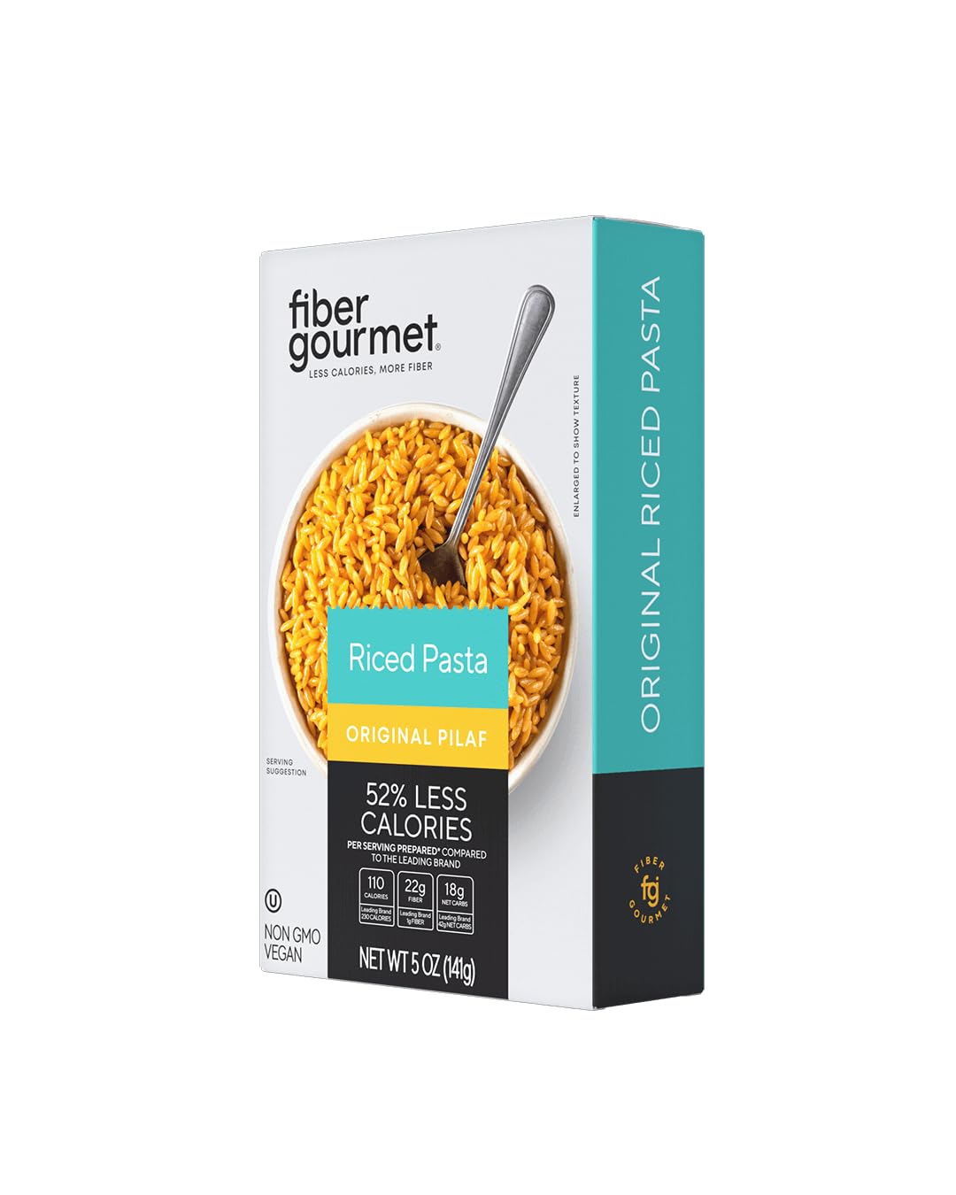 Fiber Gourmet Pasta - Original Pilaf Riced Pasta- Fiber-Rich, Low Calorie, Healthy Pasta Made in Italy, Kosher, Vegan Certified,