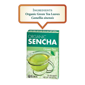 Eden Organic Sencha Green Tea, Japanese, Uji Cha, 16 Unbleached Manila Tea Bags/Box (12-Pack Case)