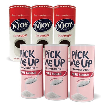 Staples Pick Me Up Provisions 100% Pure Cane Sugar, Easy Pour Sweetener, 20 Oz Canister, 3-Pack, Granulated White