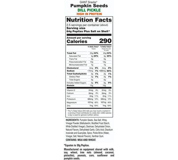 Giants Pumpkin Seeds, Dill Pickle Flavored Roasted 5.15 Oz. (Pack Of 12)