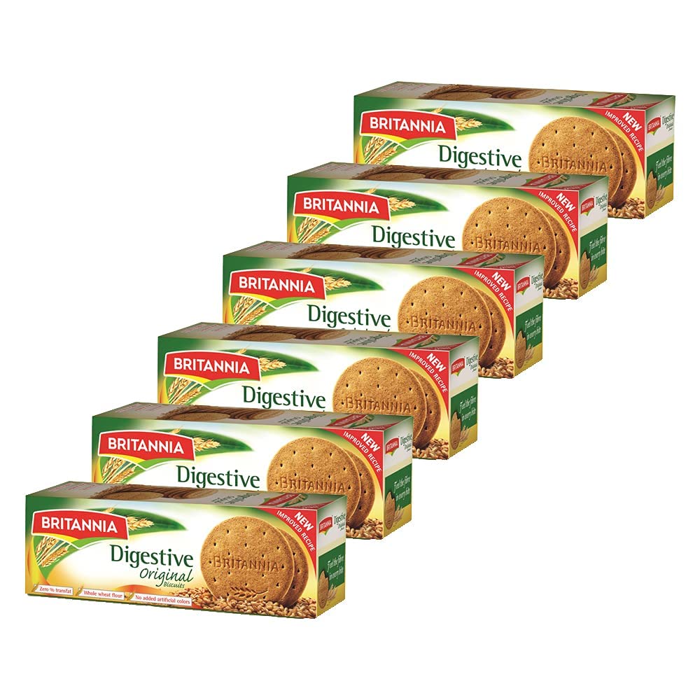 Britannia Digestive Oriflavor Blendal Biscuits 14.11Oz (400G) - Whole Wheat Flavor Cookies - Breakfast & Tea Time Healthy Snacks (Pack Of 6)