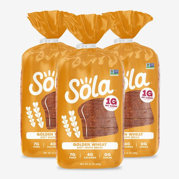 Sola Golden Wheat Bread, Non-GMO, 14 OZ Loaf (3 Pack)