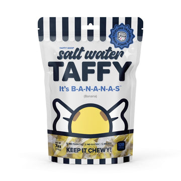 Taffy Shop It s BANANAS, Banana Salt Water Taffy - Gourmet Soft Chewy Candy, Bulk Sweet Snack, Fresh Gift & Gluten-Free, 30 Ind