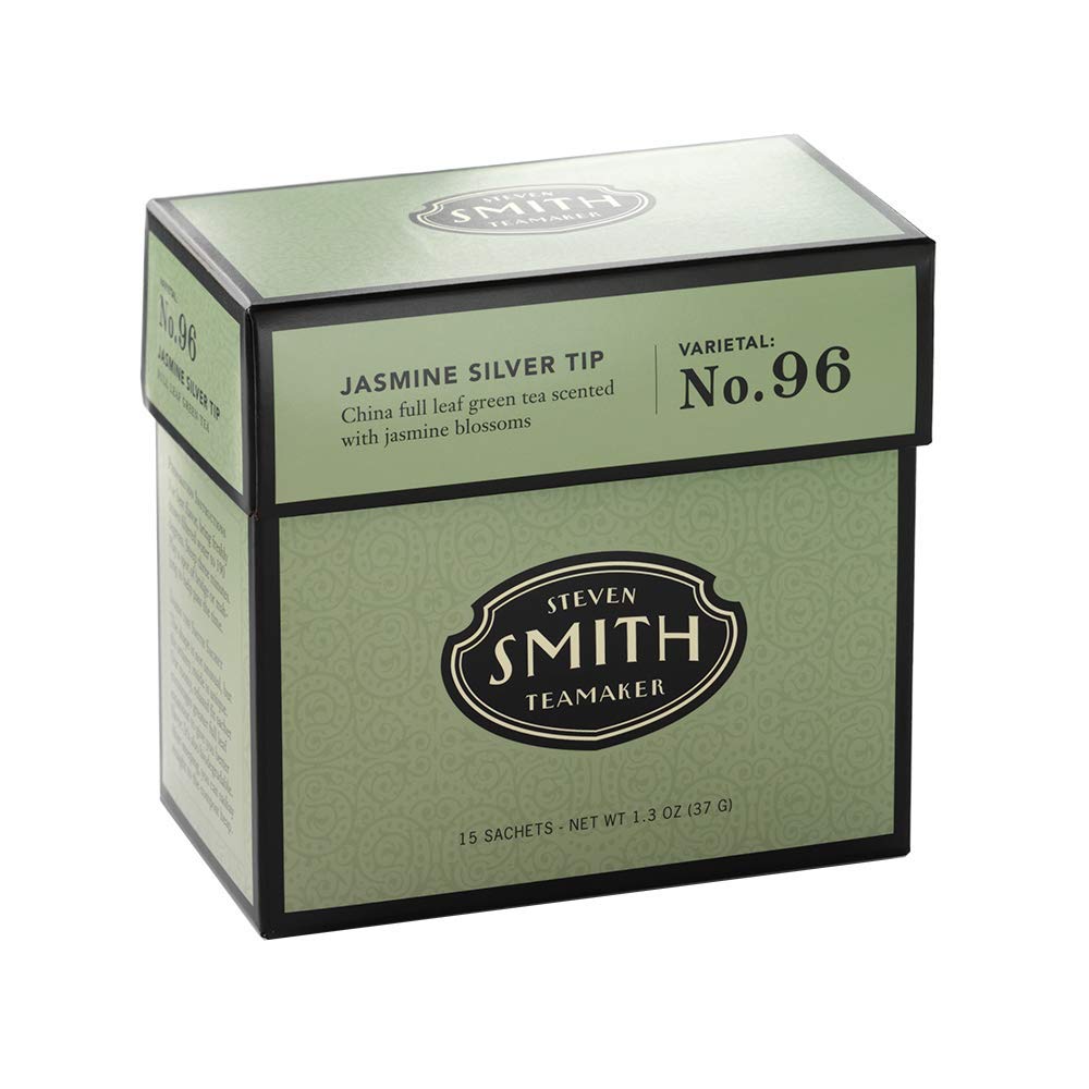 Smith Teamaker | Jasmine Silver Tip No. 96 | Caffeinated Green Tea with Jasmine Blossoms | Scented Full Leaf Green Tea (15 Sachets 1.3oz each)