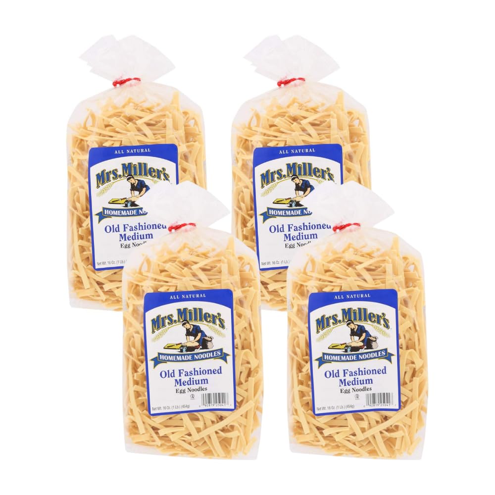 Mrs. Millers Old Fashioned Egg Noodles, Medium 16 Ounce (Pack of 4)