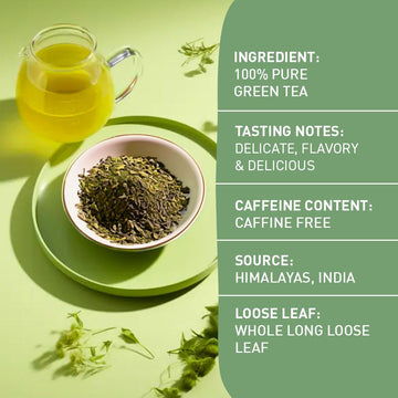 Handpick, Green Tea Loose Leaf (255G/9Oz) +100 Cups | Non-Gmo, 100% Pure Green Tea Leaves Sourced From Himalayas, India | Reseal