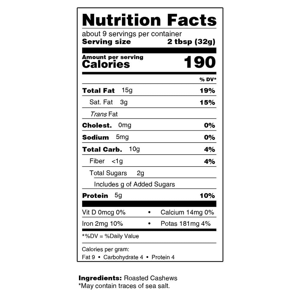 Fastachi Cashew Butter Roasted (2 X 10Oz) | 100% Pure Cashews | Hand-Roasted | No Sugar | No Salt | No Palm Oil | Creamy Texture