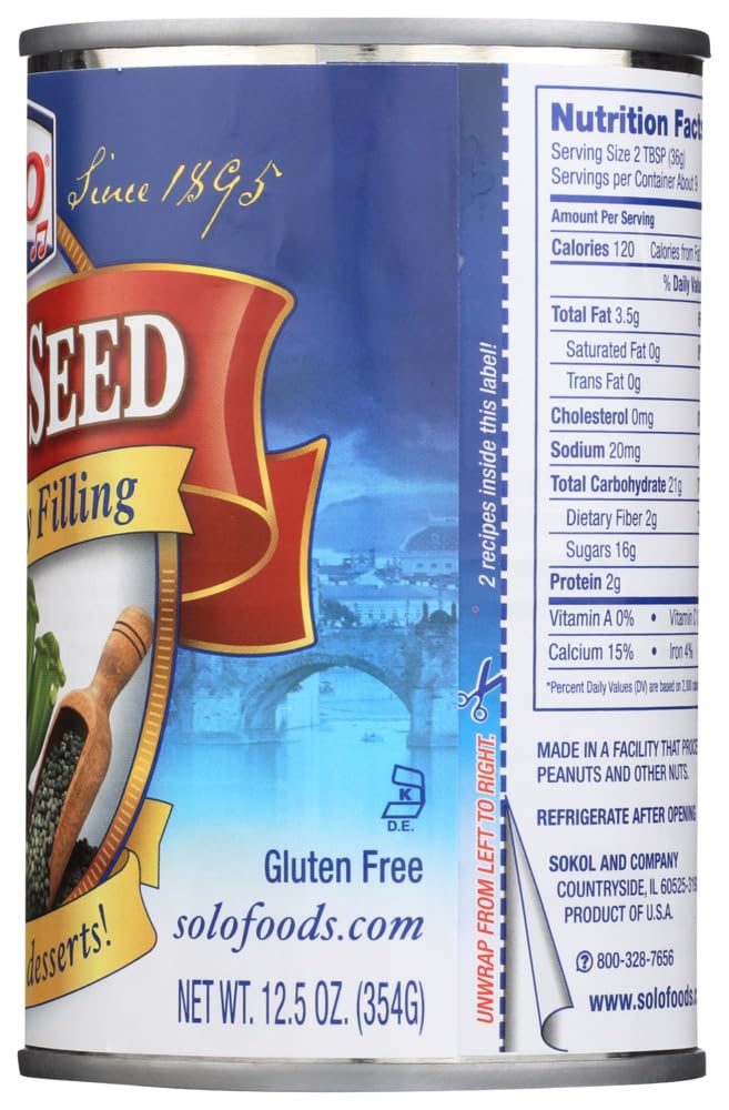 Solo Poppy Seed Cake & Pastry Filling (12.5 Oz ) Pack Of 4