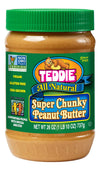 Teddie All Natural Peanut Butter, 26 Ounce 6 Pack, Gluten Free & Vegan, 26 Ounce Plastic Jar (26 Ounce (Pack of 6), Super Chunky