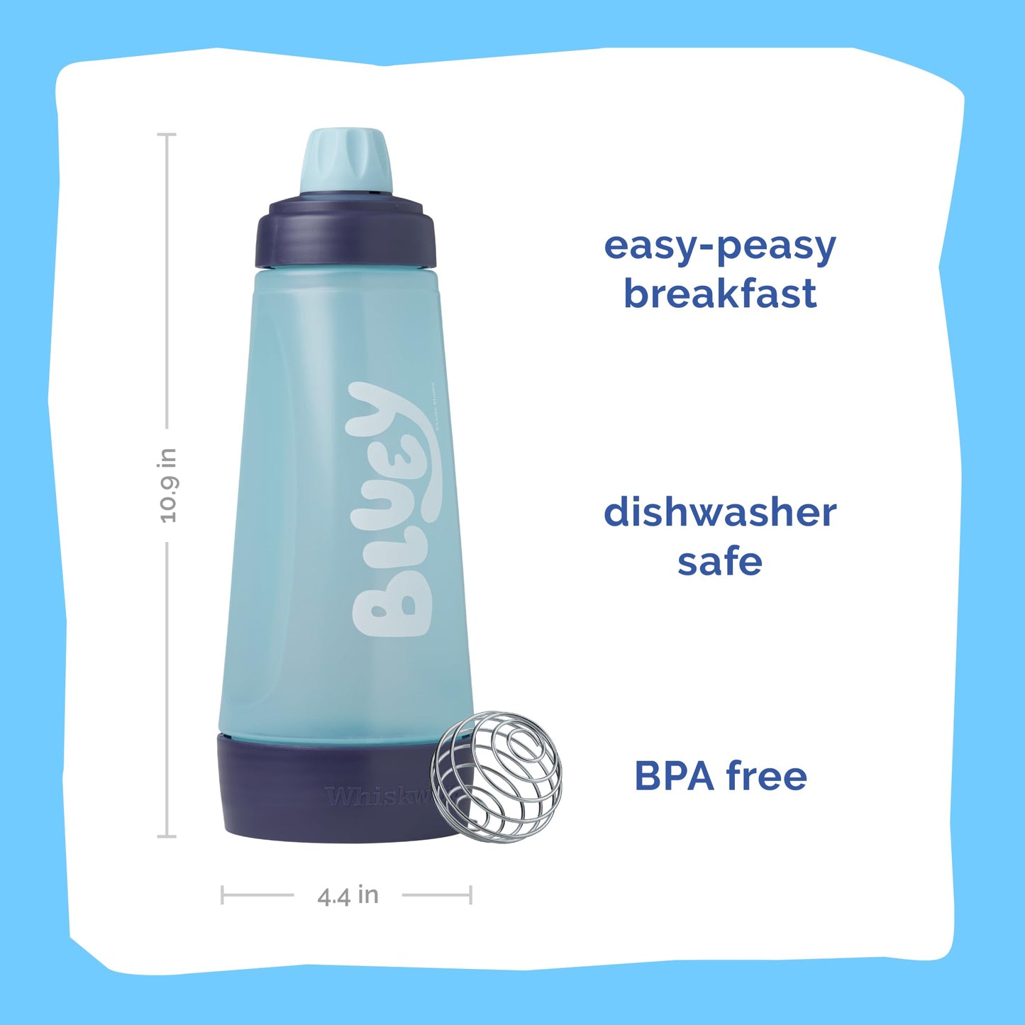Whiskware Pancake Art Kit, 4.5 Cups, Plastic, Includes 1 Batter Bottle, 2 Silicone Molds, BlenderBall Whisk, Bluey and card-style!