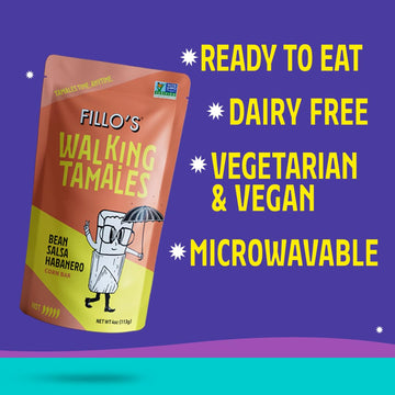 Fillo'S Walking Tamales, Salsa Habanero, Pk Of 7, Ready-To-Eat, Delicious, Gluten-Free, Preservative-Free, No Added Sugar, Vegan