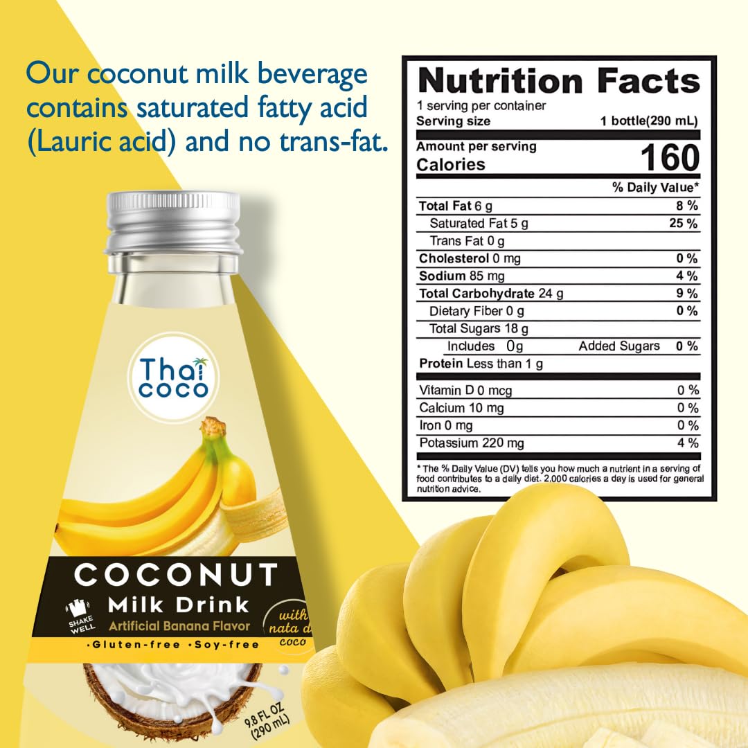 Thai Coco - Banana Coconut Milk Drink with Nata De Coco - 9.8 fl. oz. 4 Pk