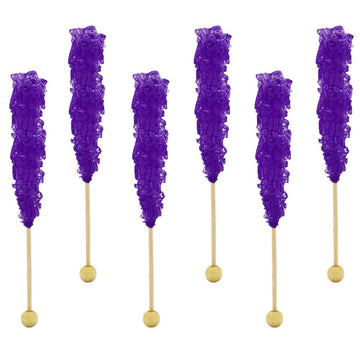 Rock Candy Lollipops Pops Candy Suckers, Color And Flavor Assortment, Individually Wrapped, 6.5" (Grape, 12-Pack)