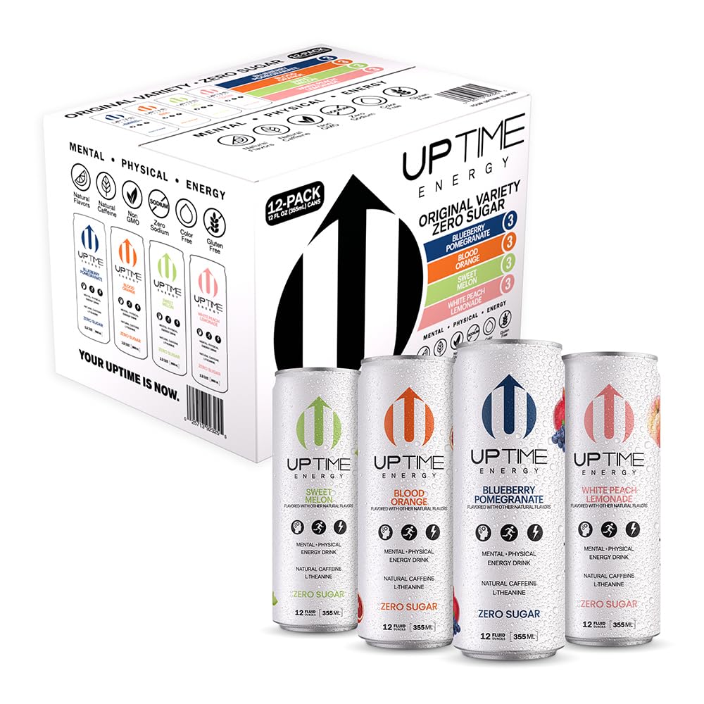 UPTIME - Original Variety 12 Pack - Zero Sugar enhanced Energy Drink 12oz Cans Natural Caffeine Natural Flavors