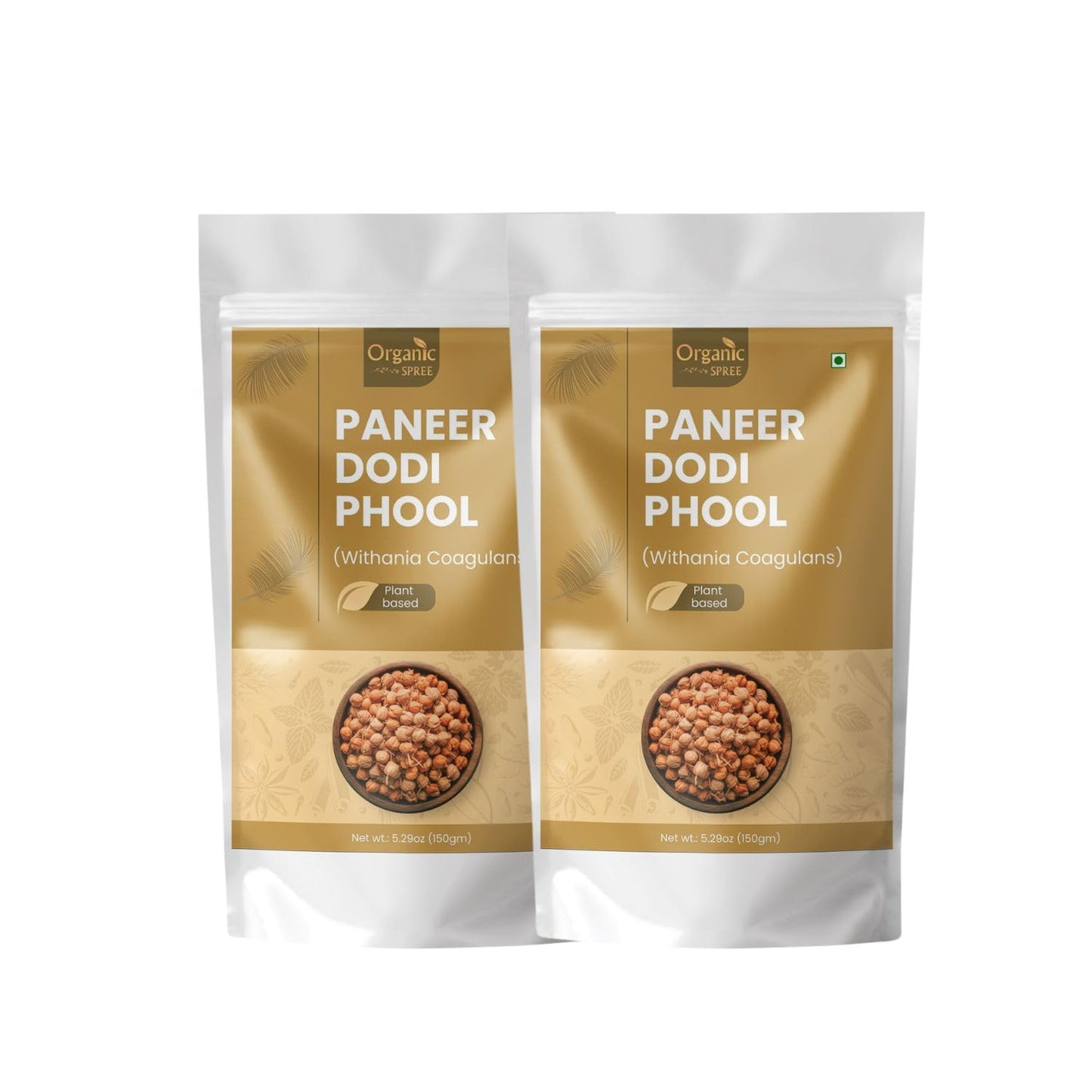 Organic Spree Paneer Dodi Phool 150gm (5.3oz) Withania Coagulans - Pure and Natural Indian Rennet - Pack of 2