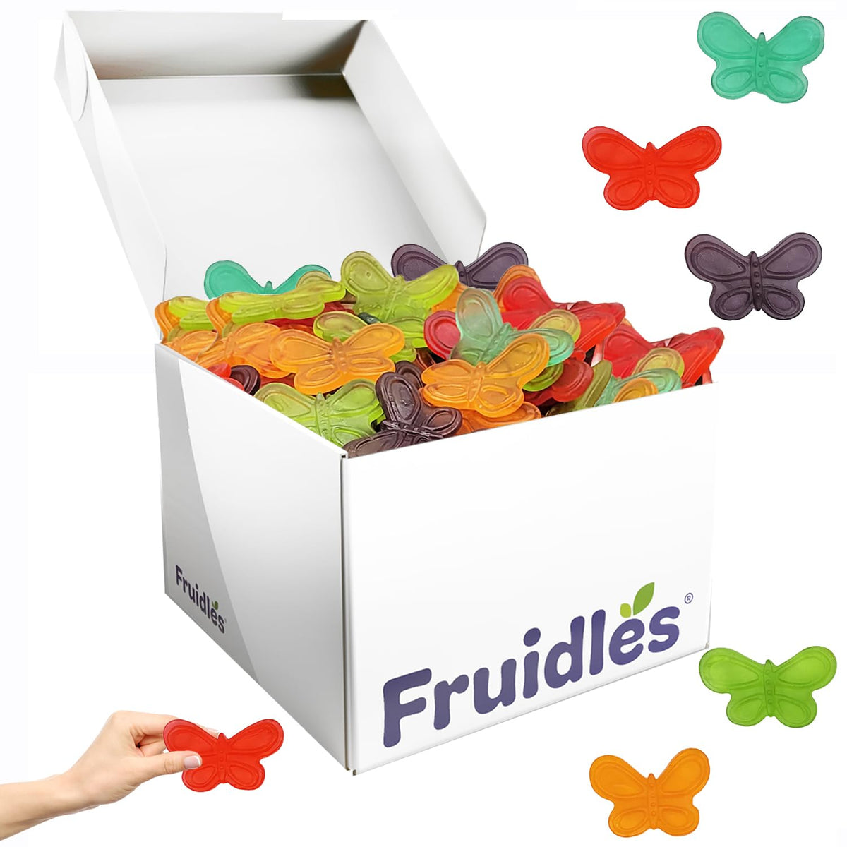 Fruidles Large Butterflies Gummi Candy 3 Inch Assorted Fruit Flavors Gummies Allergy Friendly Non-Gmo No Artificial Sweeteners Gummy (Large Butterfly Gummi 5 Pounds)