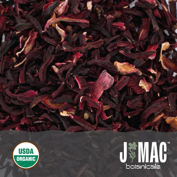 J Mac Botanicals, Organic Hibiscus Flower (4 Ounce), Hibiscus Tea, Cut & Sifted Flowers, Dried From Egypt, Herbal Tea Leaves, Fl