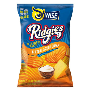 Wise Snacks Ridgies Cheddar And Sour Cream Potato Chips Bulk Snack For Fun And Tasty Snacking 0.75 Ounce 40 Count, Gluten Free,