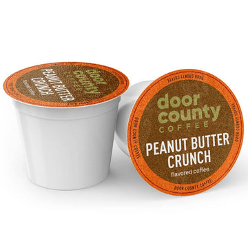 Door County Coffee Peanut Butter Crunch Flavored Coffee Ground | 10 Count Single Serve Cups | Medium Roast | 100% Specialty Arab