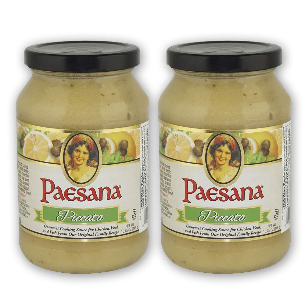 Paesana Piccata Gourmet Cooking Sauce, 15.75 oz Jar, Made with White Wine, Kosher Dairy, 2 Pack