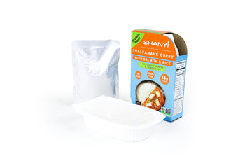 Shanyi Instant Microwave Meals, Thai Panang Curry With Salmon And Jasmine Rice 250G/8.8Oz, Case Of 6