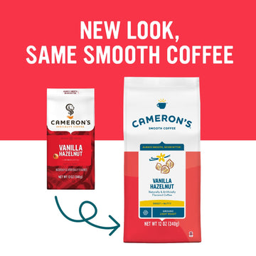Camerons Coffee Roasted Ground Coffee Bag, Flavored, Vanilla Hazelnut, 12 Ounce