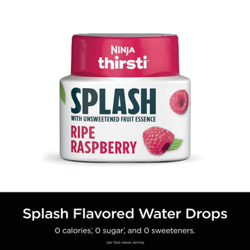 Ninja Thirsti Flavored Water Drops , SPLASH With Unsweetened Fruit Essence, Ripe Raspberry , 3 Pack, Zero Calories ,Zero Sugar,
