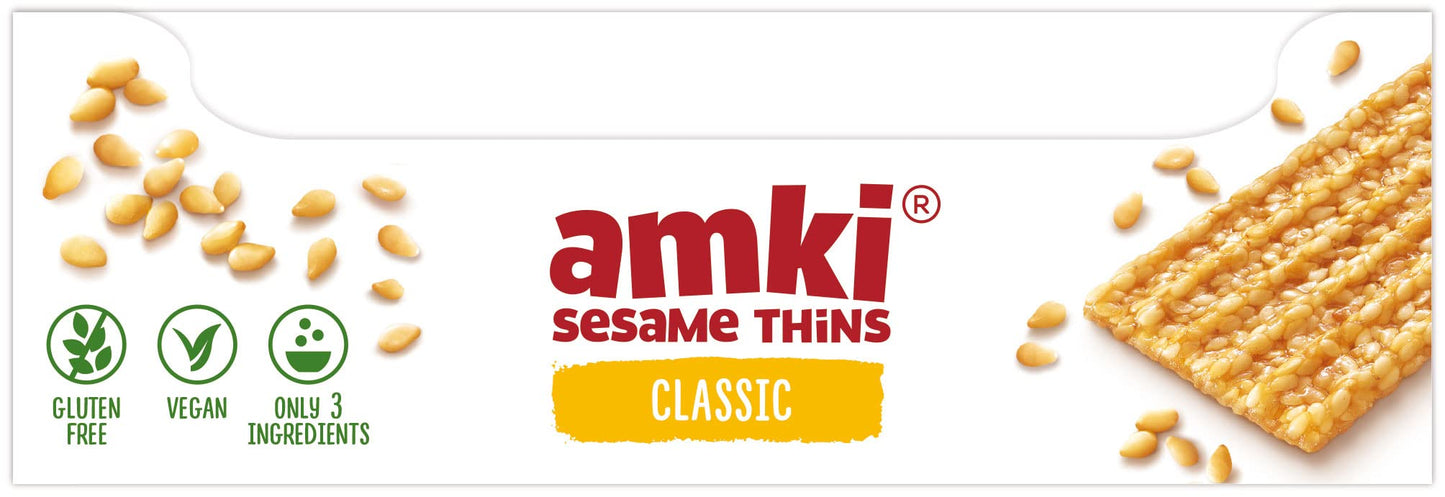 Amki Sesame Thins Classic (Sesame Snaps), Gluten Free, Vegan, Delicious, Crunchy, Sensibly Sweet Snacks. 24 Pack, 720g