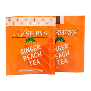 Ashbys Tea Ginger Peach Tea Bags - 25 Count Box by Coffee Masters, Flavored Herbal Tea for Refreshing Daily Enjoyment