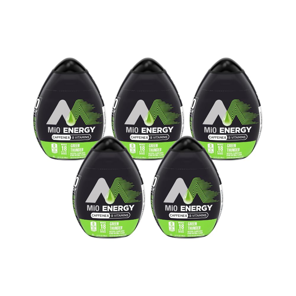 Mio Energy Liquid Water Enhancer, Green Thunder, 1.62 Fl Oz, Pack of 5, Purple