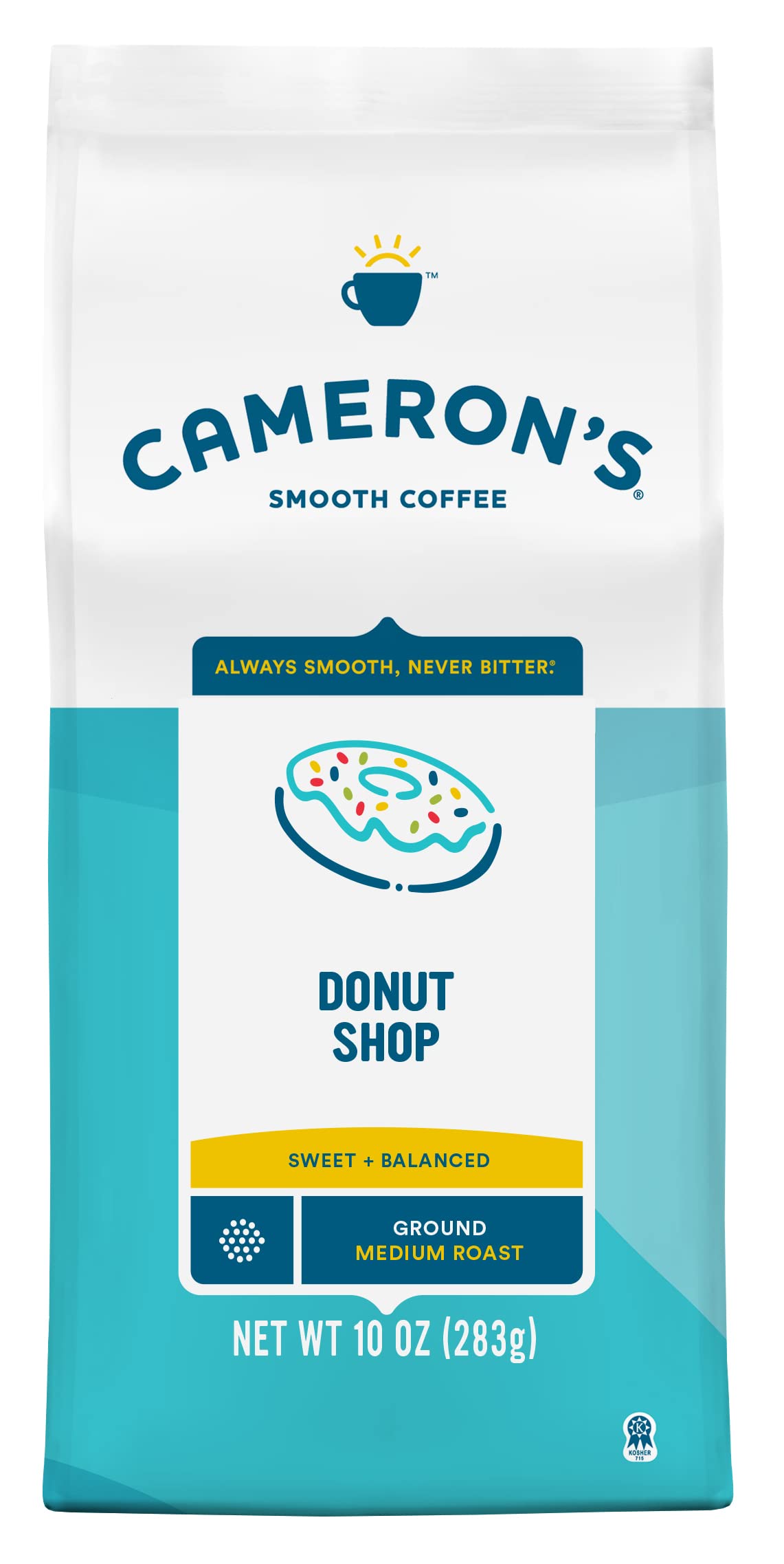 Cameron'S Coffee Roasted Ground Coffee Bag, Donut Shop Blend, 10 Ounce